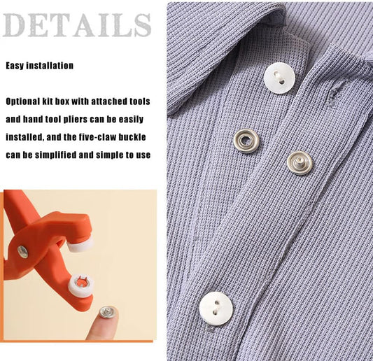 Lot de 200 boutons-pression en métal inox pour jeans, vêtements et loisirs créatifs