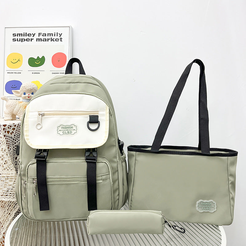 Ensemble Sac à Dos Étudiant Femme – Grande Capacité, Minimaliste et Polyvalent (3 Pièces)