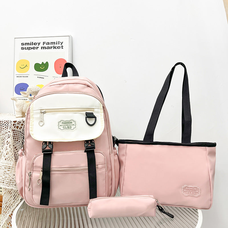 Ensemble Sac à Dos Étudiant Femme – Grande Capacité, Minimaliste et Polyvalent (3 Pièces)