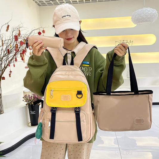 Ensemble Sac à Dos Étudiant Femme – Grande Capacité, Minimaliste et Polyvalent (3 Pièces)