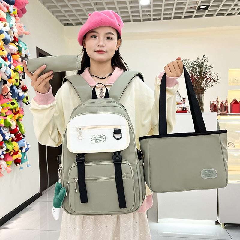 Ensemble Sac à Dos Étudiant Femme – Grande Capacité, Minimaliste et Polyvalent (3 Pièces)