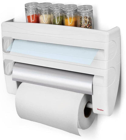 distributeur de film plastique et de papier aluminium, distributeur rechargeable avec coupe-film (gris)