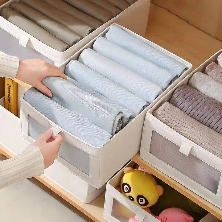 Zephyrize – Lot de 2 boîtes de rangement pliables avec fenêtre transparente, pour vêtements, jouets et étagères