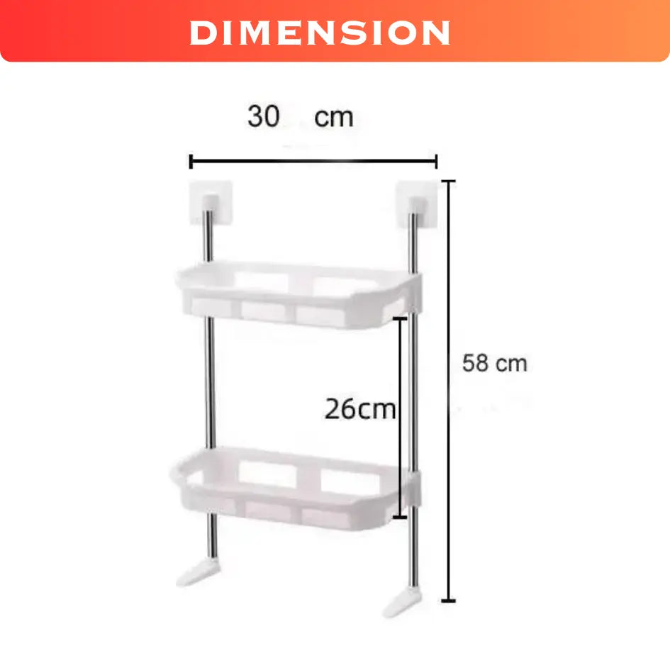 2 TIER WALL MOUNTED TOILET TANK TOP CADDY, BATHROOM ORGANIZER