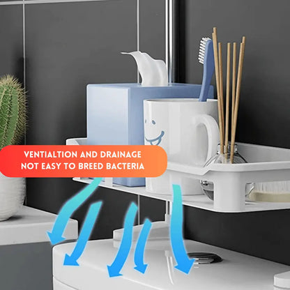 2 TIER WALL MOUNTED TOILET TANK TOP CADDY, BATHROOM ORGANIZER