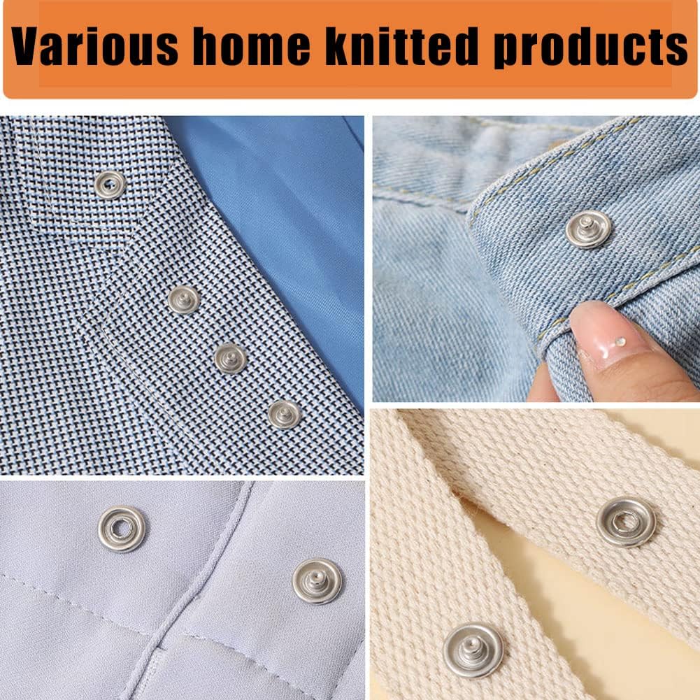 Lot de 200 boutons-pression en métal inox pour jeans, vêtements et loisirs créatifs