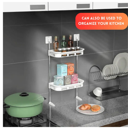 2 TIER WALL MOUNTED TOILET TANK TOP CADDY, BATHROOM ORGANIZER