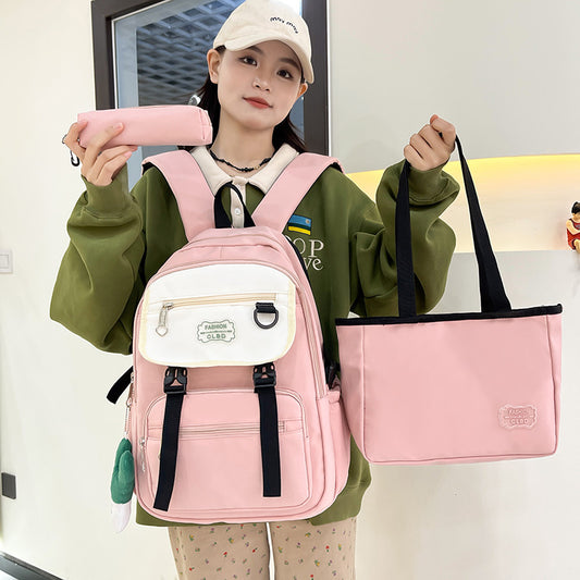 Ensemble Sac à Dos Étudiant Femme – Grande Capacité, Minimaliste et Polyvalent (3 Pièces)